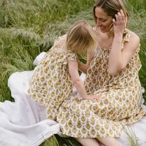 Lali Juniper block print shoulder tie dress